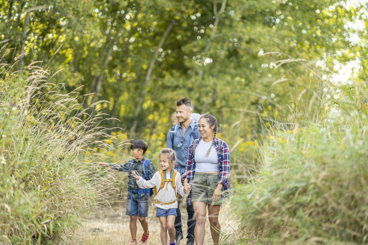 Family hiking together